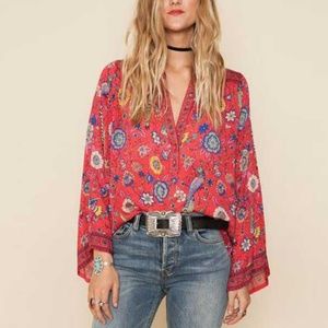 NWOT Floral and birds printed top